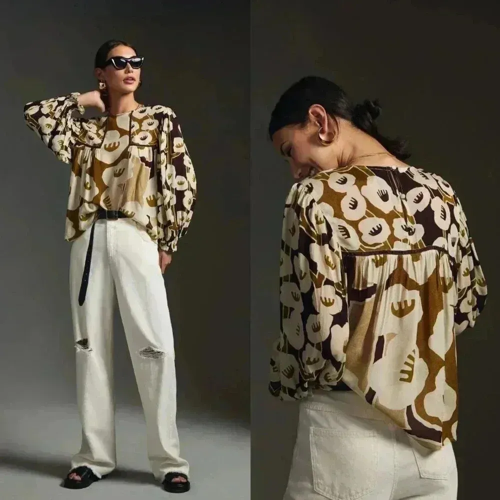 Anthropologie Bl-nk London Miranda Peasant Blouse Size Small NWT $128 - Image 13