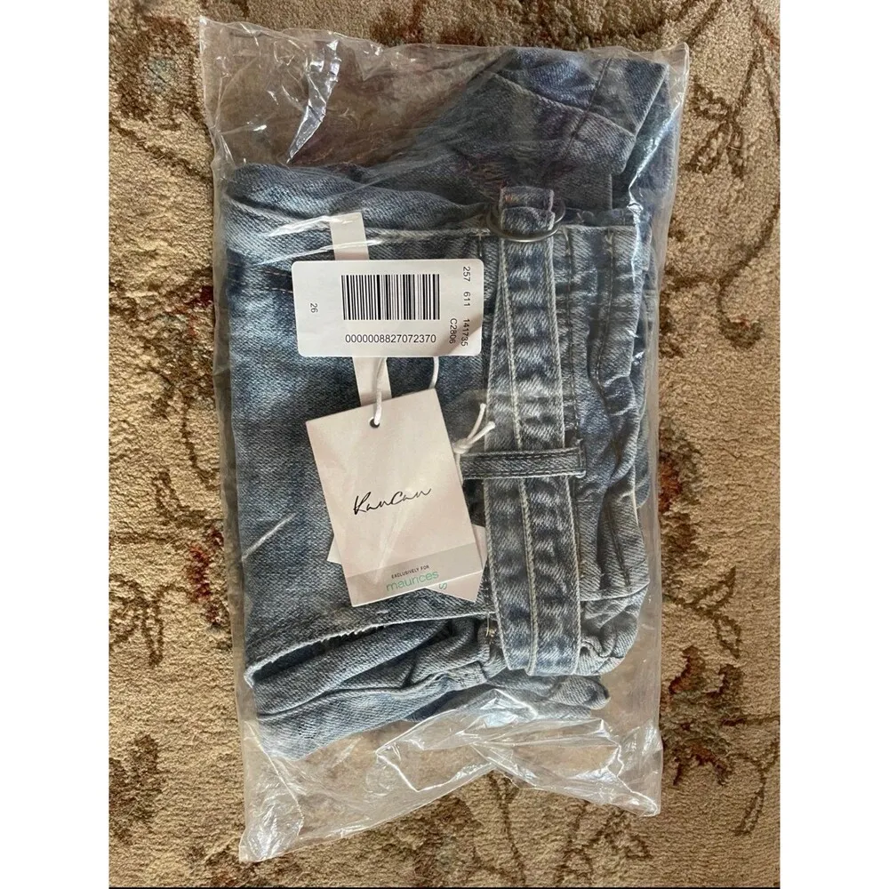 Kancan Jean Shorts Women’s Size 26 High Rise Paperbag Waist NWT Medium Wash Deni Blue - Image 5