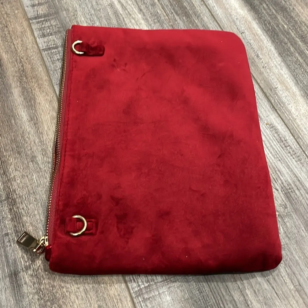 embroidered velvet pouch Red - Image 3
