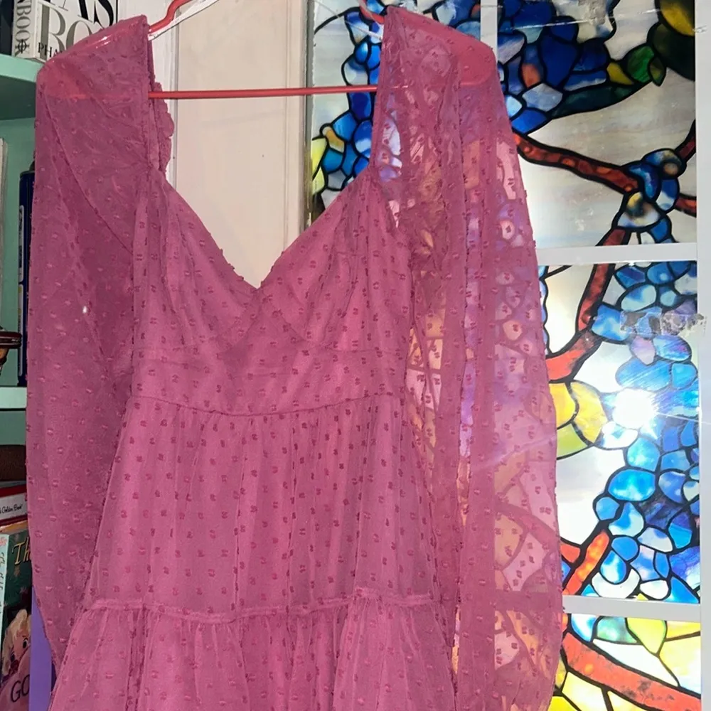 Pink Swiss Dot Puff Long Sleeve Mini Dress 🩷 - Image 4