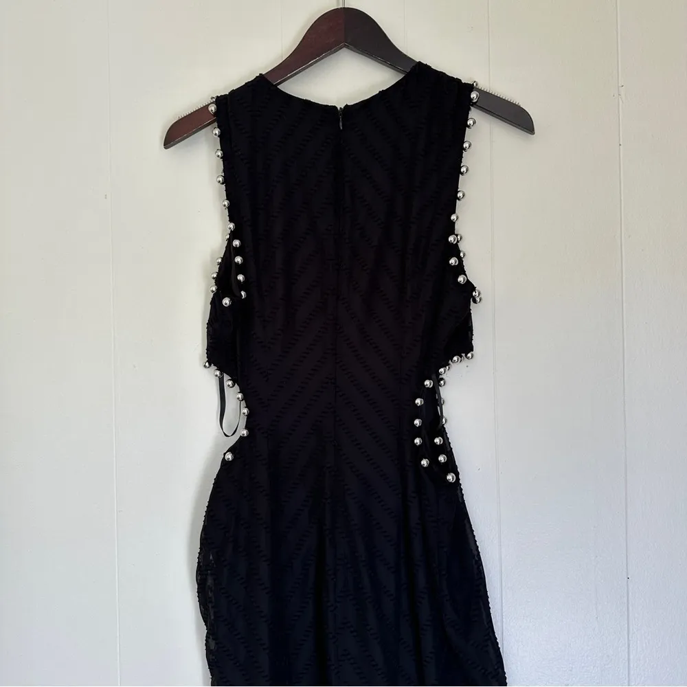 NWT AVEC LES FILLES Black Knit Cutout Studded Sheath Dress 6 - Image 9