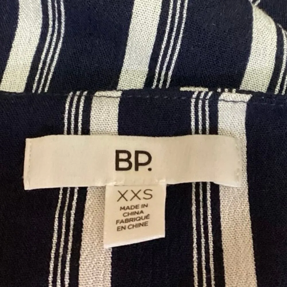 Nordstrom BP Navy Blue White Striped Button Front Prairie Mini Dress Size XXS - Image 5