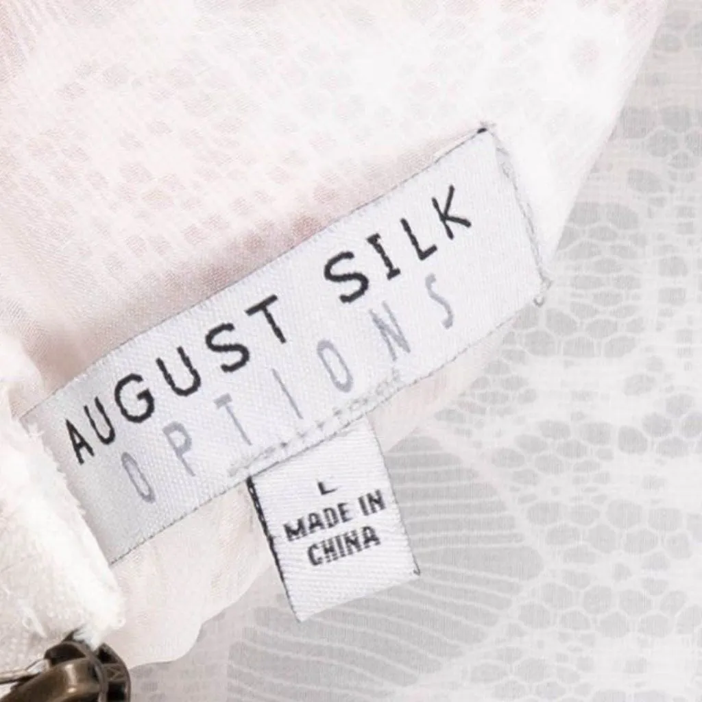 Lace Sheer Top L White 3/4 Sleeve Back Zipper Shirt Boho Hippie Delicate Blouse - Image 5