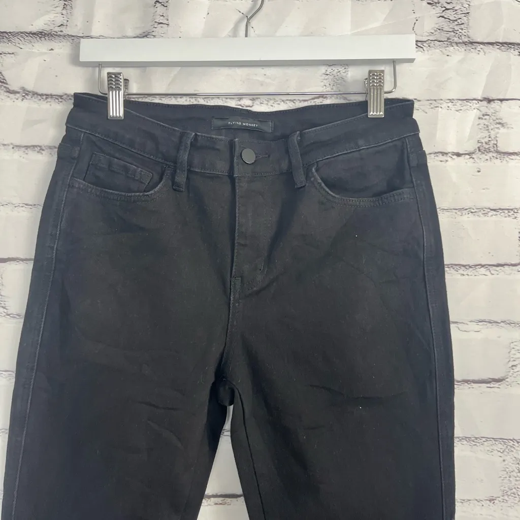 Flying Monkey Straight Leg Jeans Mid Rise Black Wash Women’s 29 Stretch Denim - Image 5