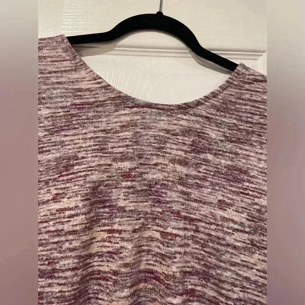 Bobeau Pink Heather Open Back Cross Strap Round Neck 3/4 Sleeve Top Size M Purple Size M - Image 2