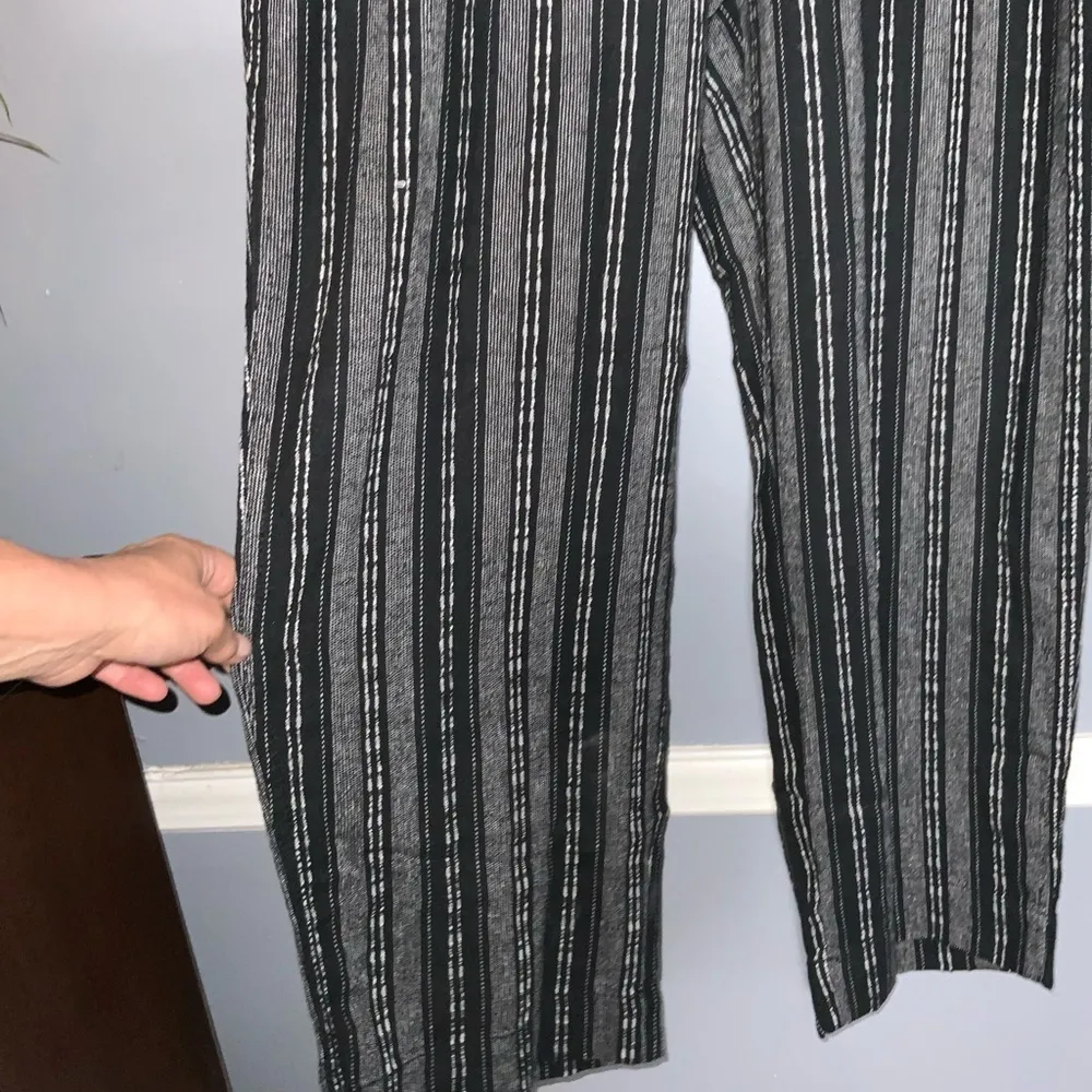 Briggs Black~White Stripe Linen Blend PullOn Elastic Waist Wide Leg Pants XL NWT - Image 7