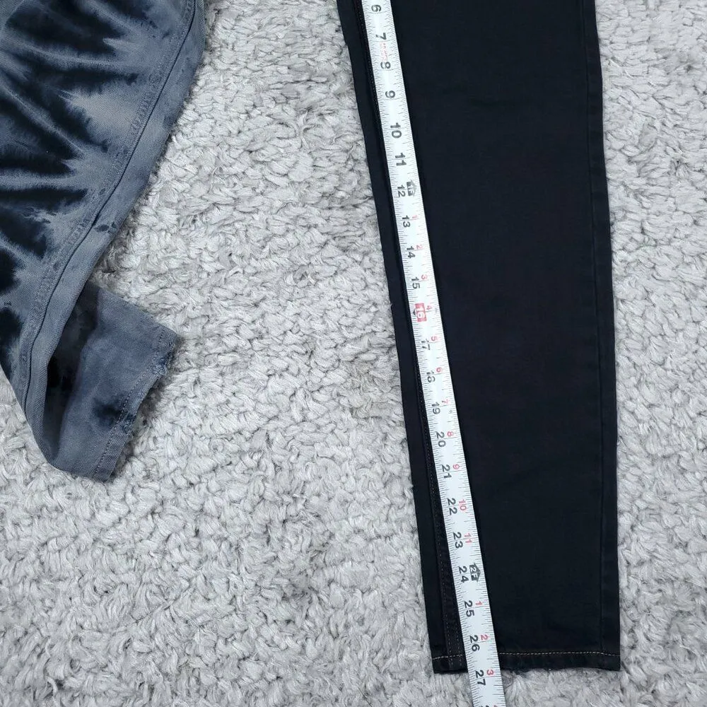 Pacsun Ultra High Rise Slim Jeans Two Tone Tie Dye Black Eco Women's Size 23 - Image 7