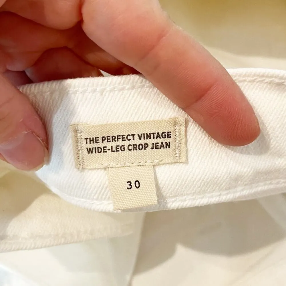 Madewell The Perfect Vintage Wide Leg Crop Jeans Patch Pocket Tile White 10 - Image 4