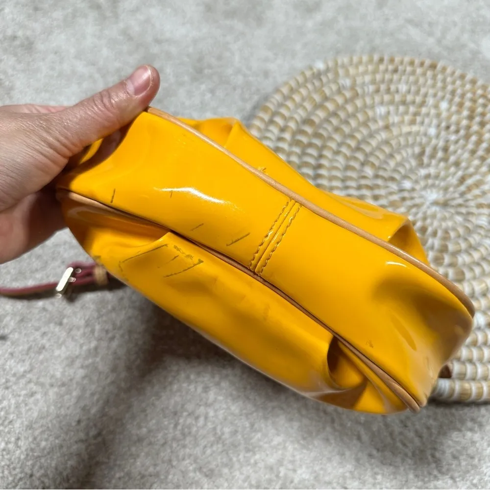 Dooney & Bourke Vintage Mini Margot Patent Leather Crossbody Bag Yellow - Image 5