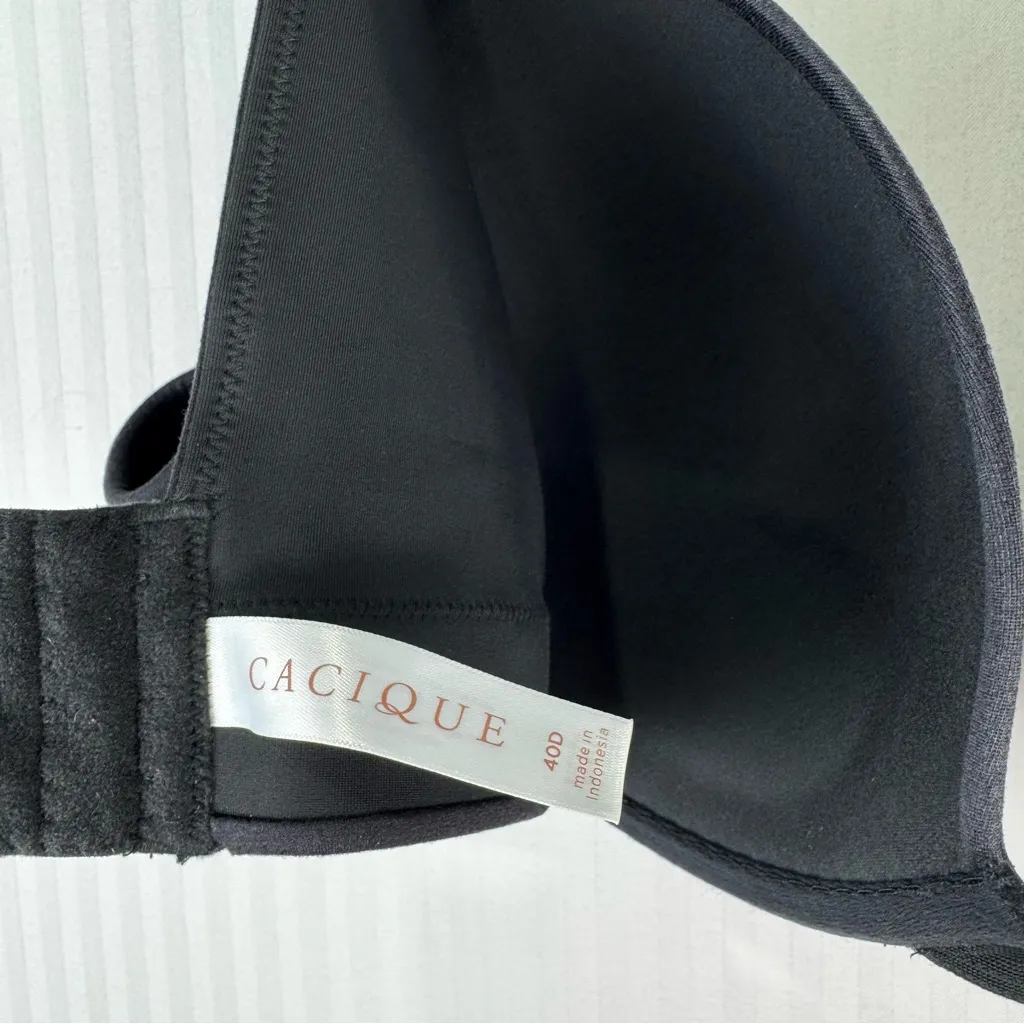 Cacique Boost Plunge Bra Black Feminine Minimalist Women's Plus Size 40D - Image 3