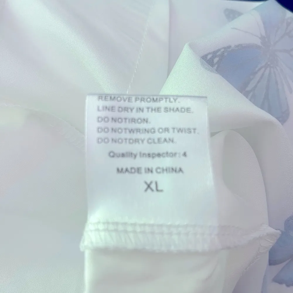 White Jumpsuit with Blue Butterfly Design Size XL - Image 7