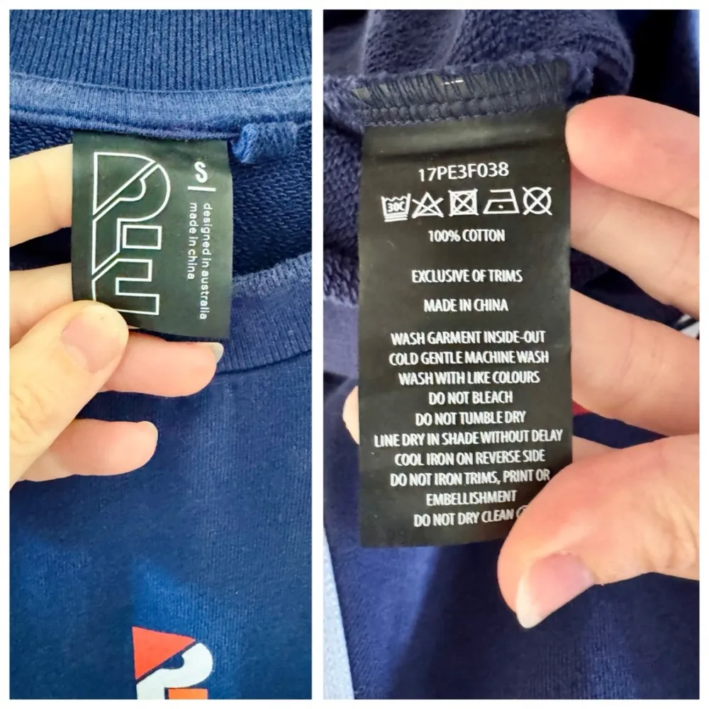 P.E Nation The Wembly Sweatshirt, (REVOLVE Collection) Navy & Red Cotton sz. S Blue - Image 15