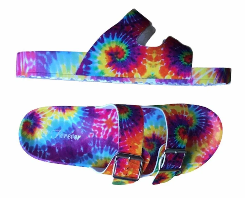NWT Rainbow Tie Dye Strap Sandals Slides - Image 2