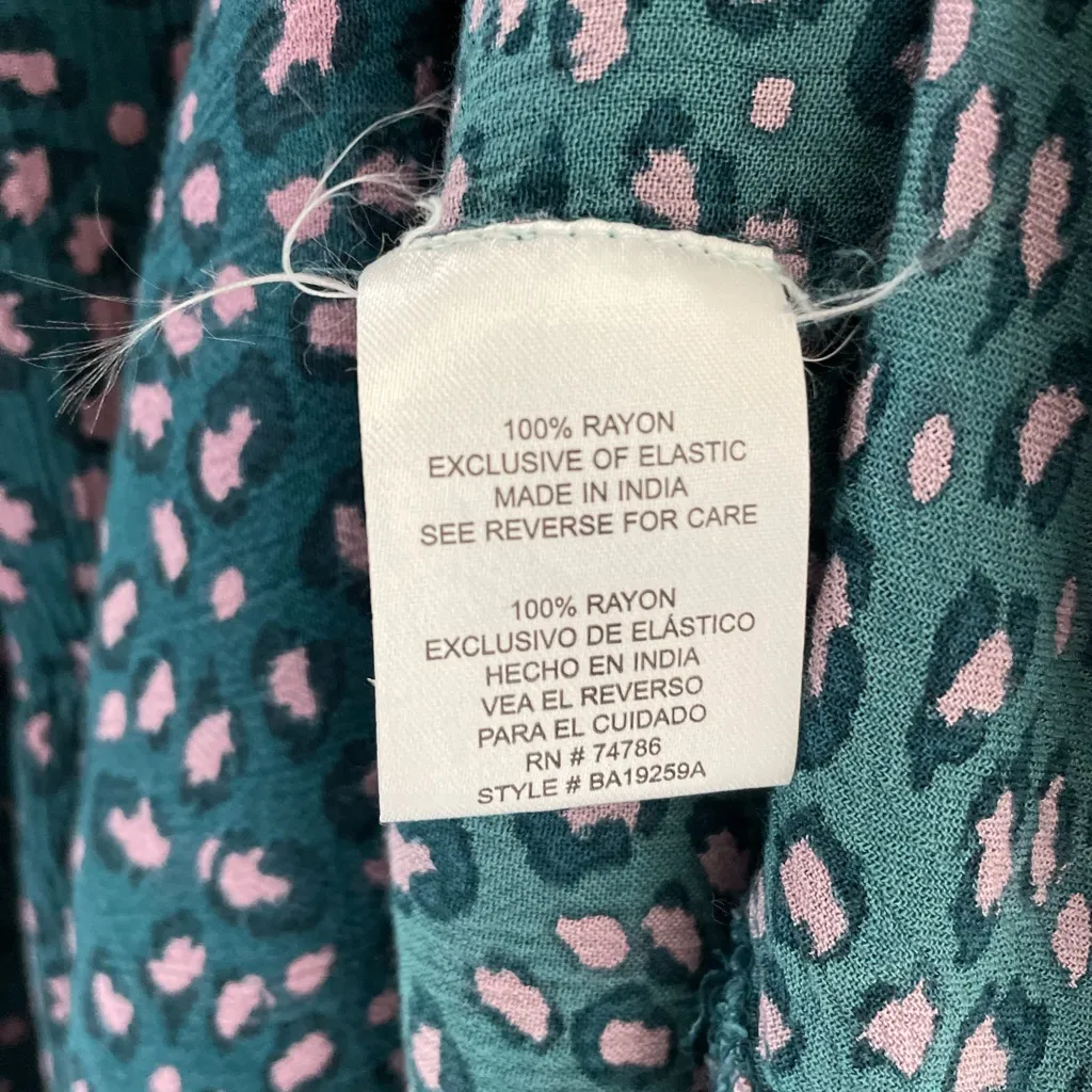 BOHME Leopard Animal Print Puff Sleeve Smocked Sweetheart Mini Dress Size M - Image 9