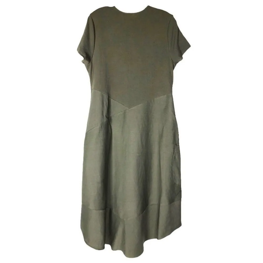 ✨Soft Surroundings Davina Linen Blend Midi Olive Green Sz XL Dress✨ - Image 6