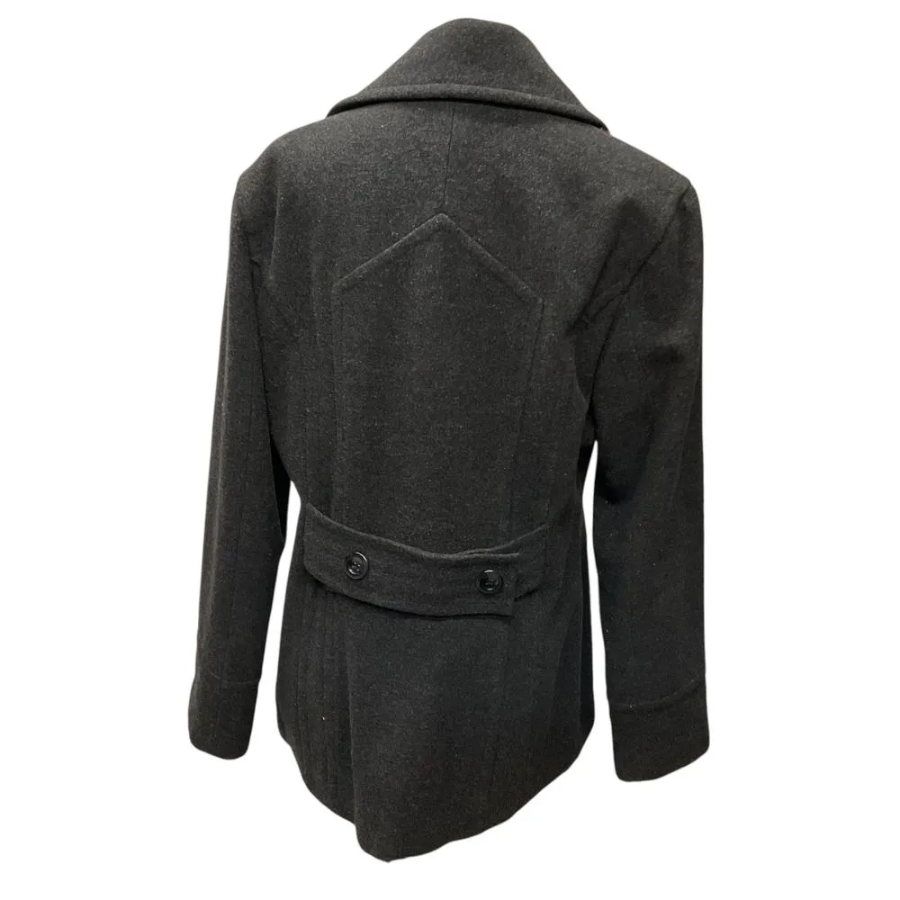 St. John's Bay Women's Wool Cashmere Double‎ Breasted Pea Coat Black Size Large - Image 4