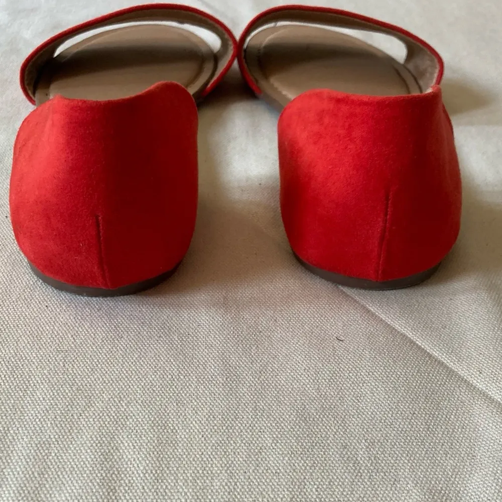 A New Day Keira Two Piece Faux Suede Red Orange Slide Sandal Flats Women Sz 6.5 - Image 4