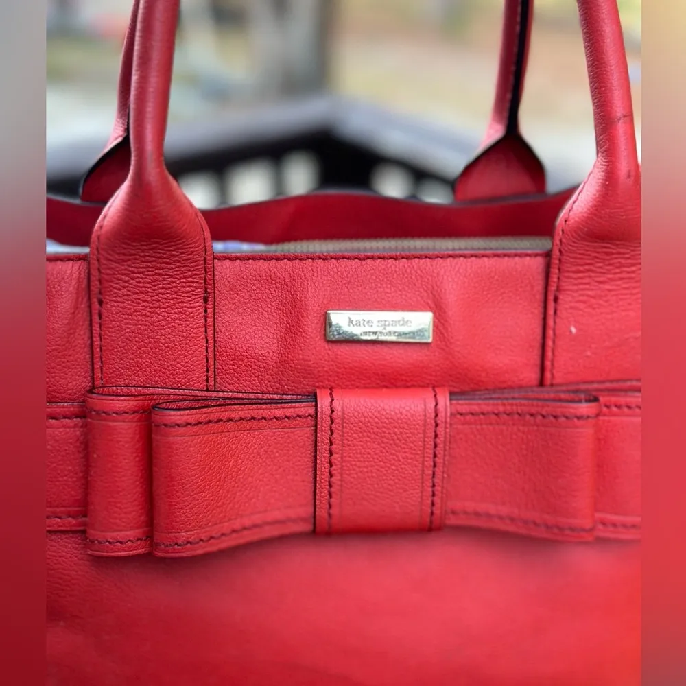 Kate Spade Red Bow Leather Purse - Image 3