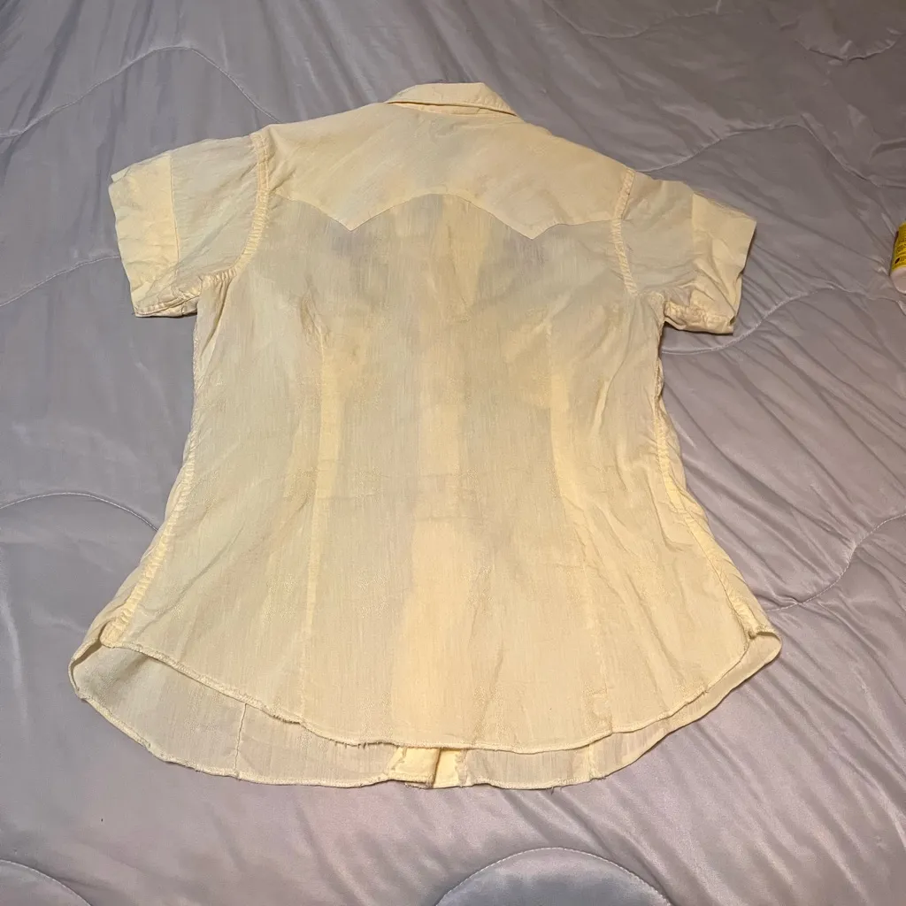 Cream Embroidered Women's Blouse Yellow - Image 5