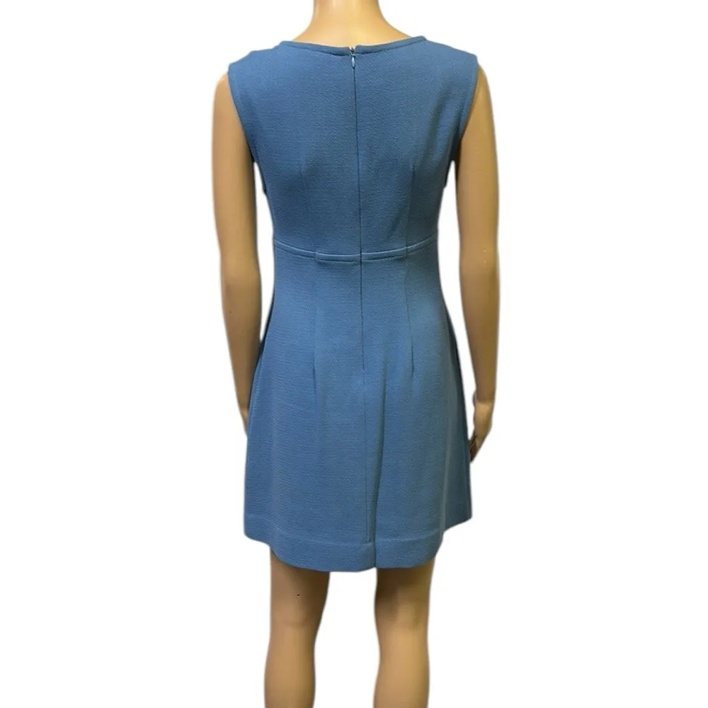 Wool Blend Parosh Blue Sleeveless Pocket Front Zip Back Imported Mini Dress S - Image 5