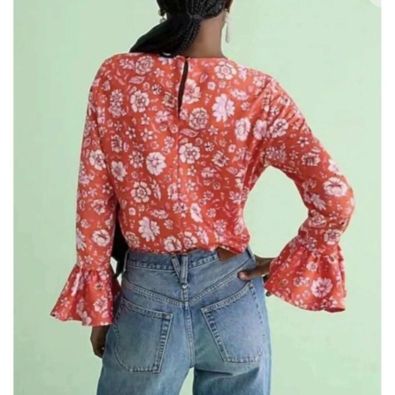J.CREW Winter Garden Top in Poppy Fields Medium Red Pink NEW Floral Flower BM928 - Image 8