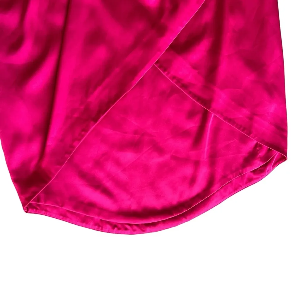 AMUR Deena One Shoulder Midi Dress in Rosie Raspberry Hot Pink Satin Cut Out 6 - Image 10