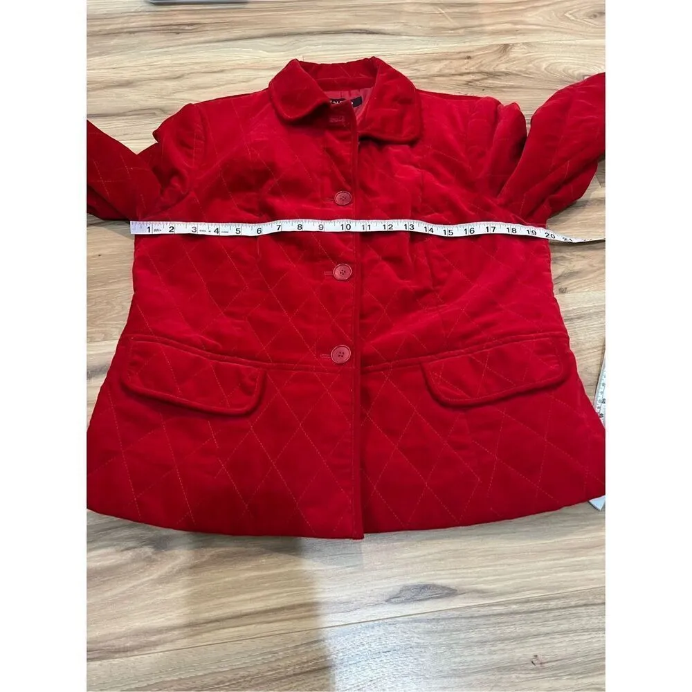 Talbots Quilted Velvet feel Blazer Jacket Red Lined size 10 - Image 5
