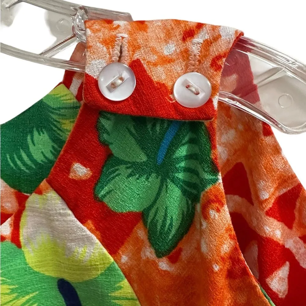 Vintage RARE Karen Ann Hawaiian Aloha Womens Dress Tiki Tropical Orange Size M - Image 3