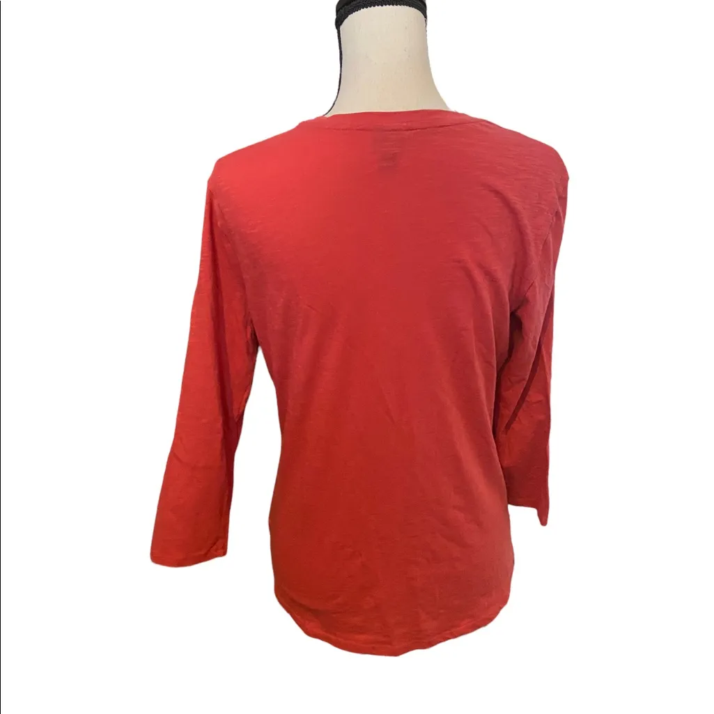 Patagonia Cinnamon Red 3/4 Sleeve Size Medium Outdoorsy Hiking Pocket Tee Shirt. - Image 3