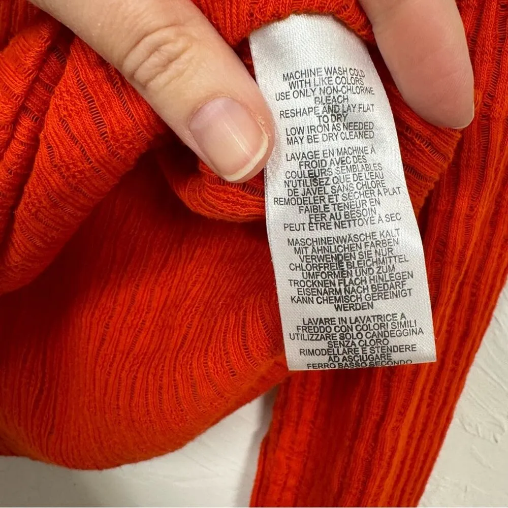 Pilcro Anthropologie Orange Ribbed Knit Crew Neck Sweater Womens XL Fall Casual - Image 3