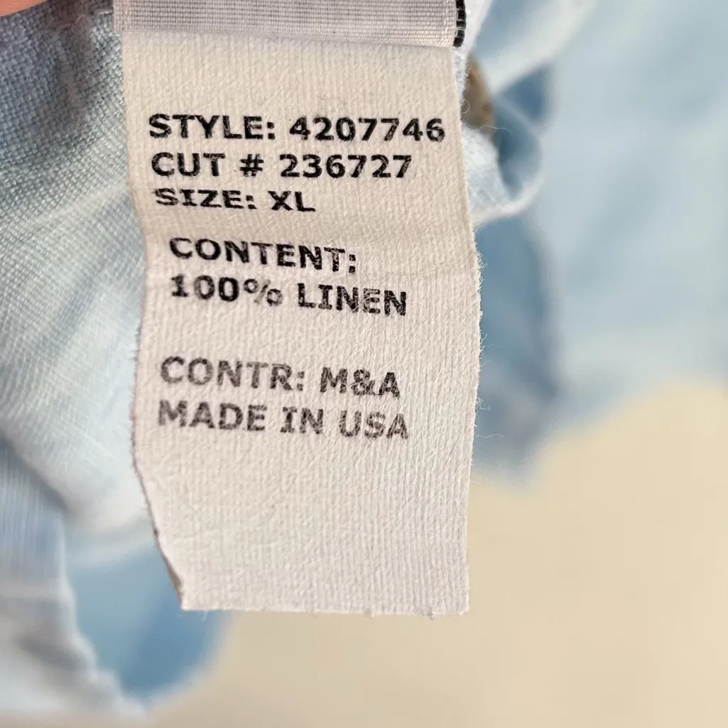 Cut Loose 100% Linen Asymmetrical Pocket Top Blue XL Made in USA - Image 5