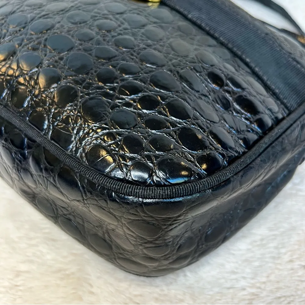 Ferragamo Vala Black Croco Embossed Crossbody Bag - Image 10