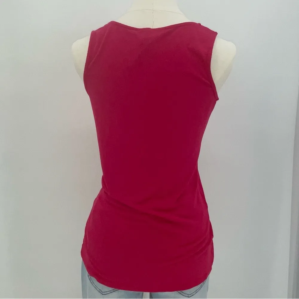 Women’s Agnes & Dora Fuchsia Pink Fitted V-Neck Tank, Size Small - Image 3