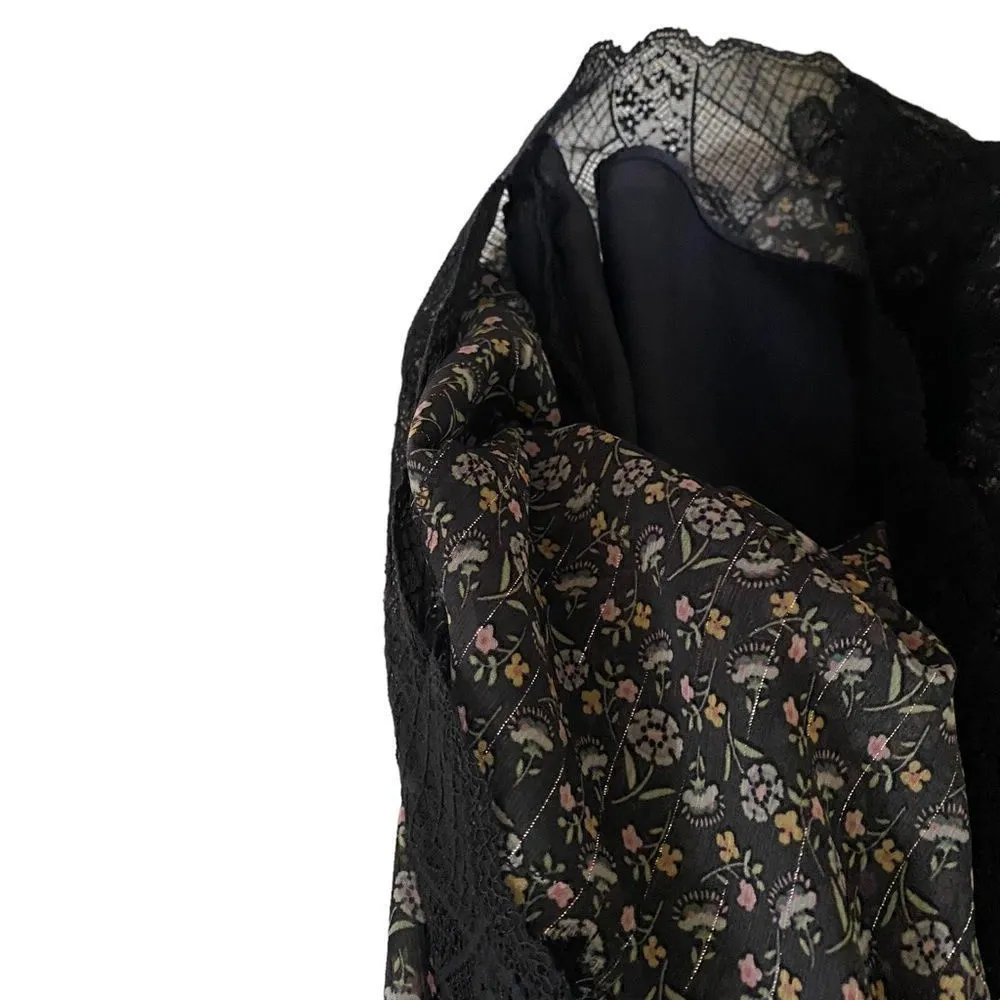 William Rast Canyon Dress medium floral black sleeveless lace hem - Image 9