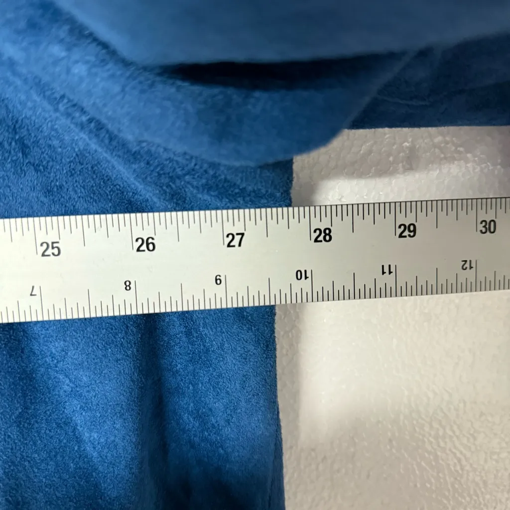 Lane Bryant 100% Suede Leather Jacket Women 26 Blue Oversized Button 3/4 Sleeves - Image 8