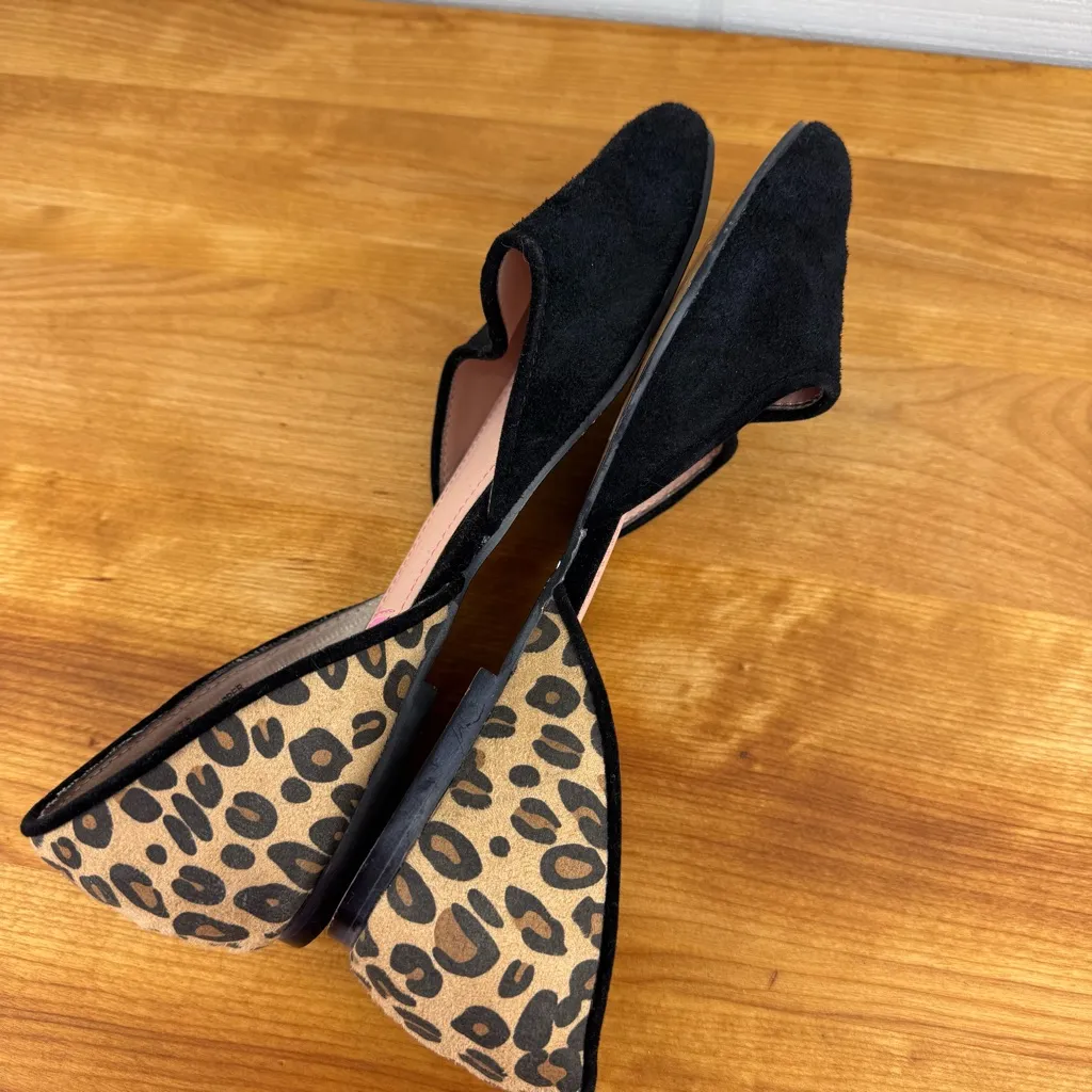 Betsy Johnson Cocoh Leopard Print D’Orsay Flats Black Suede Slip On Shoes 7.5 - Image 4