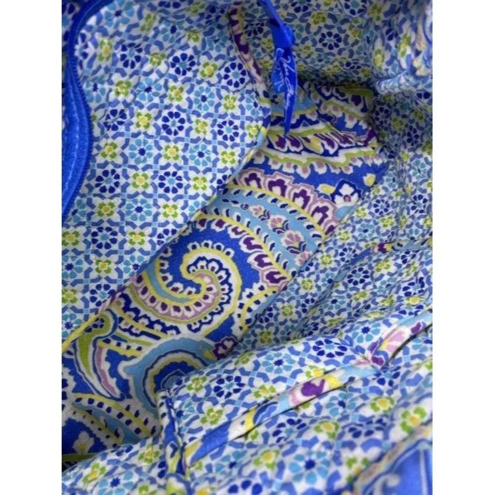 Vera Bradley Large Quilted Blue Purple Yellow Whit - Image 10