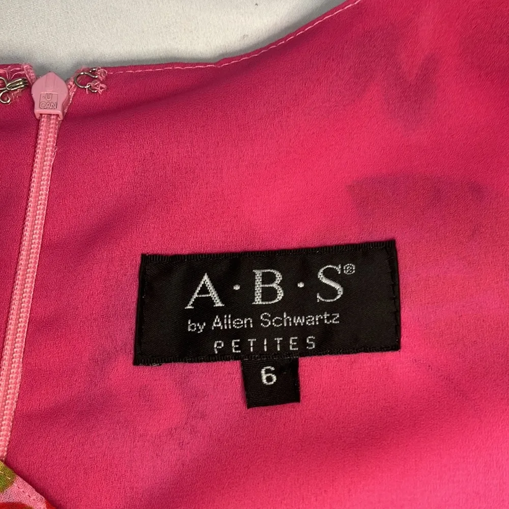 A.B.S by Allen Schwartz pink ditzy floral print mid length dress womans size 6 - Image 8