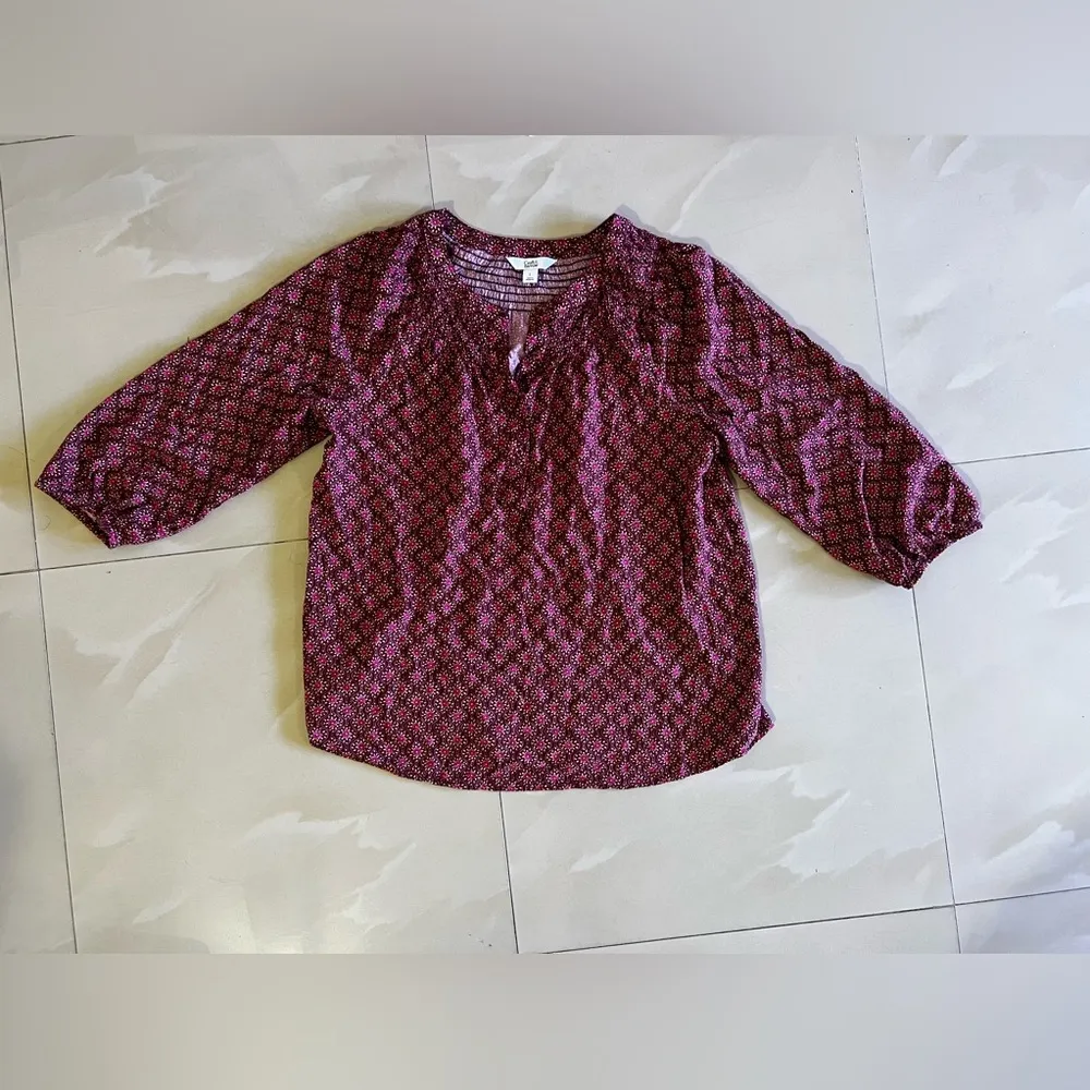 Croft & Barrow red/brown long sleeve peasant blouse L lightweight long sleeve - Image 4