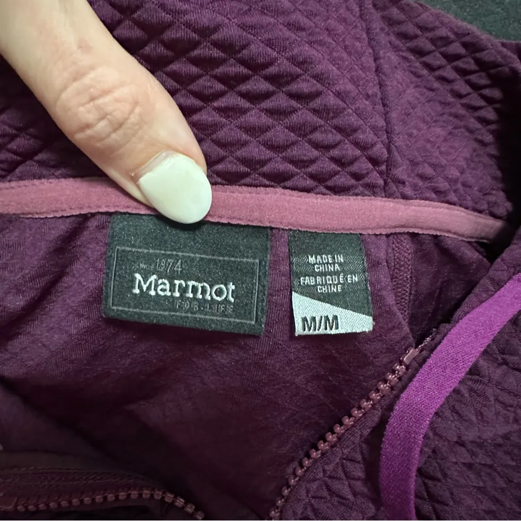 Marmot Full Zip Hooded Jacket Purple Quilted Lightweight Women's Size Medium - Image 5