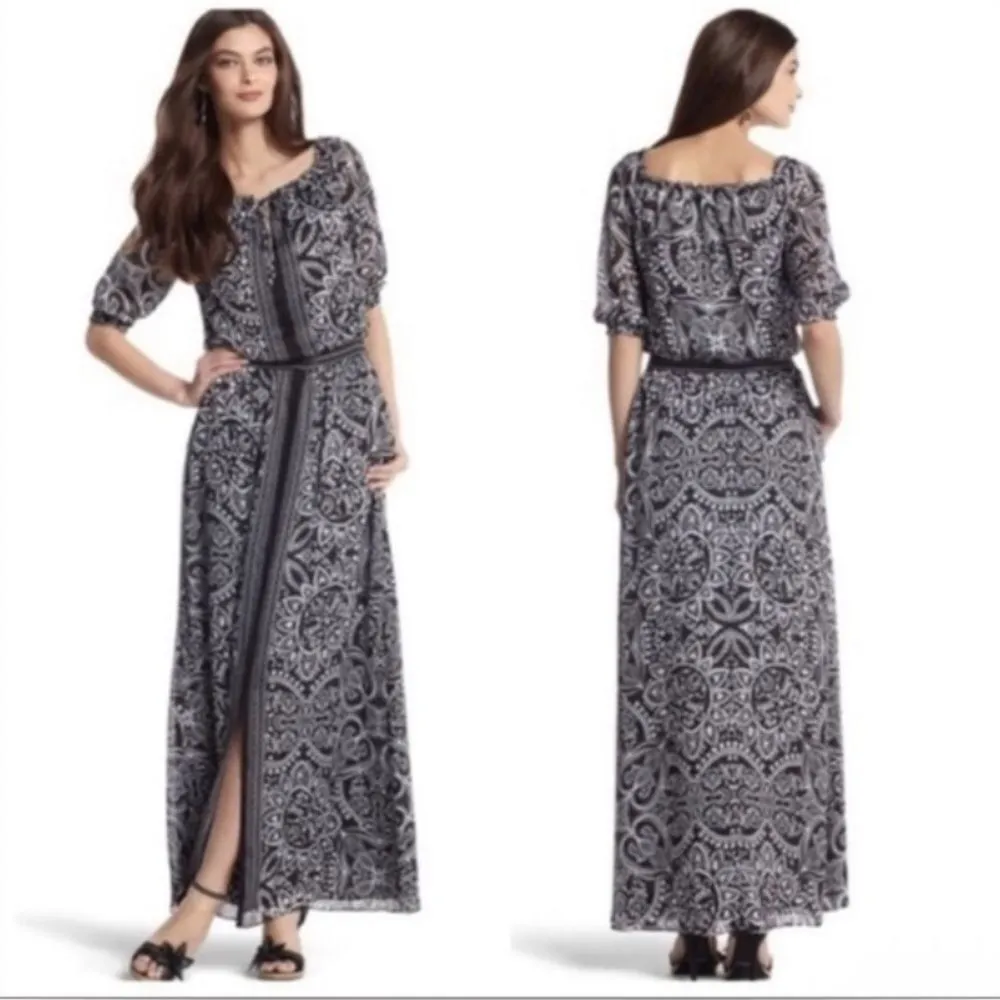 White House Black Market Women's Black Boho Maxi Dress Size 2 - Image 2