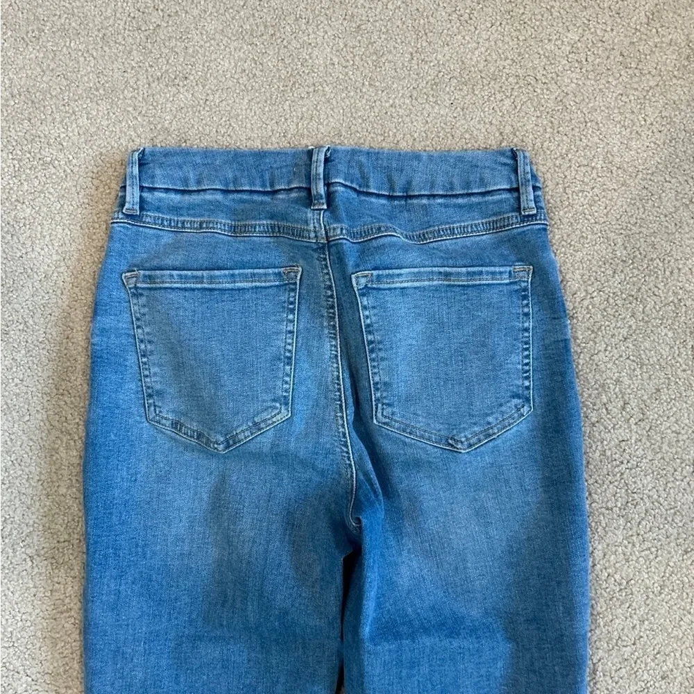 Forever 21 blue high rise flared bootcut raw hem jeans - Image 4