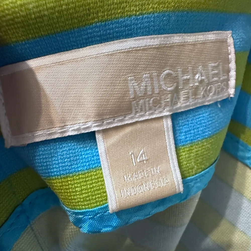 MICHAEL KORS SKIRT NWOT- blue and green stripped with silver zipper back size 14 - Image 8