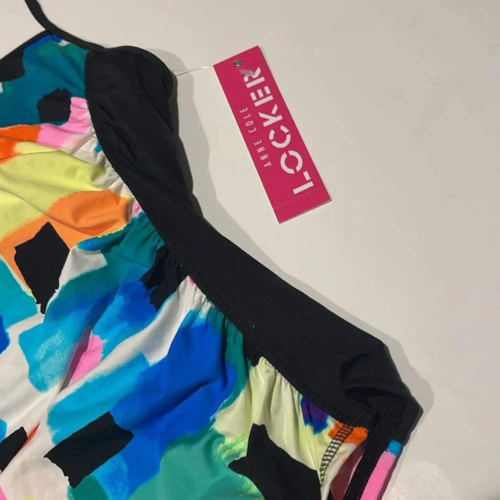 🇺🇸Anne Cole locker NWT tankini top swim multi color black geometrical color - Image 2
