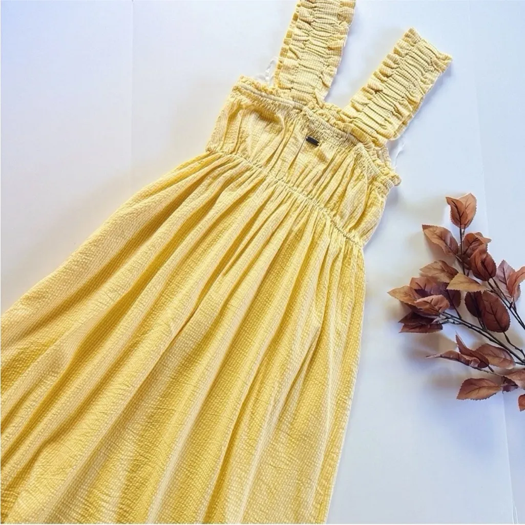 Barbour Abbey Gingham Midi Dress Yellow Cotton Straps - Image 3