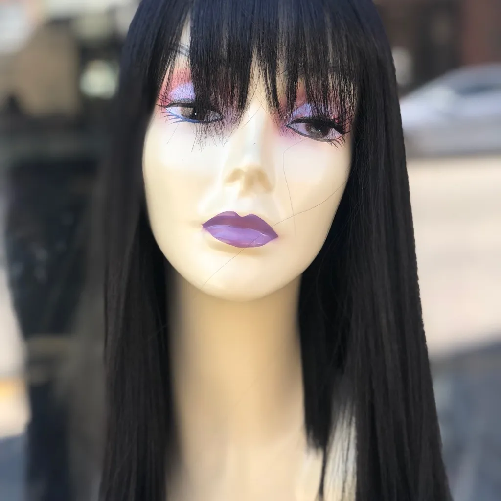 Blunt cut bob dark brown/black wig bangs 2020 Brown - Image 6