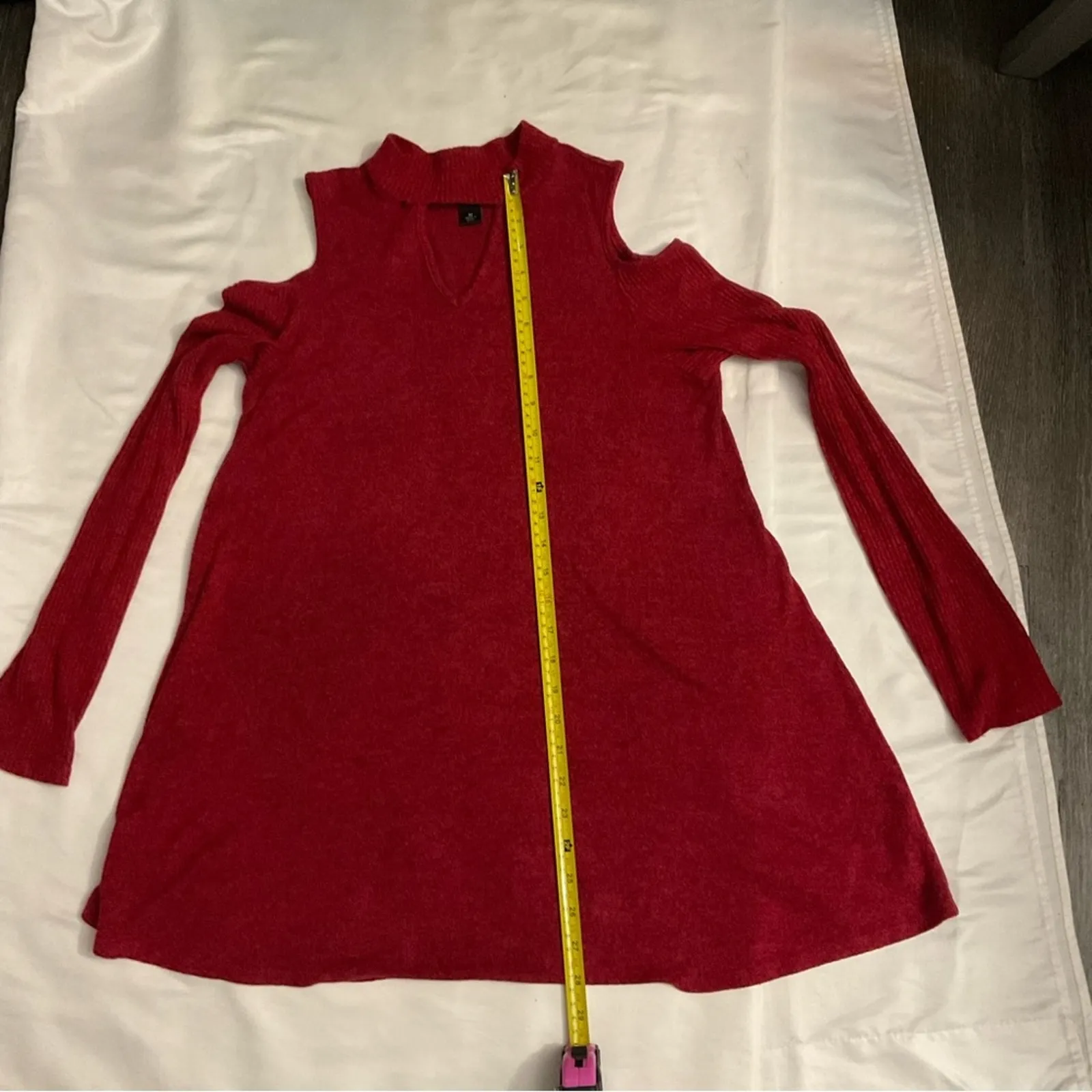 BCX Women’s Trapeze Pullover Mock Cold Shoulder Top Long Sleeve M Fall Boho Cozy - Image 5