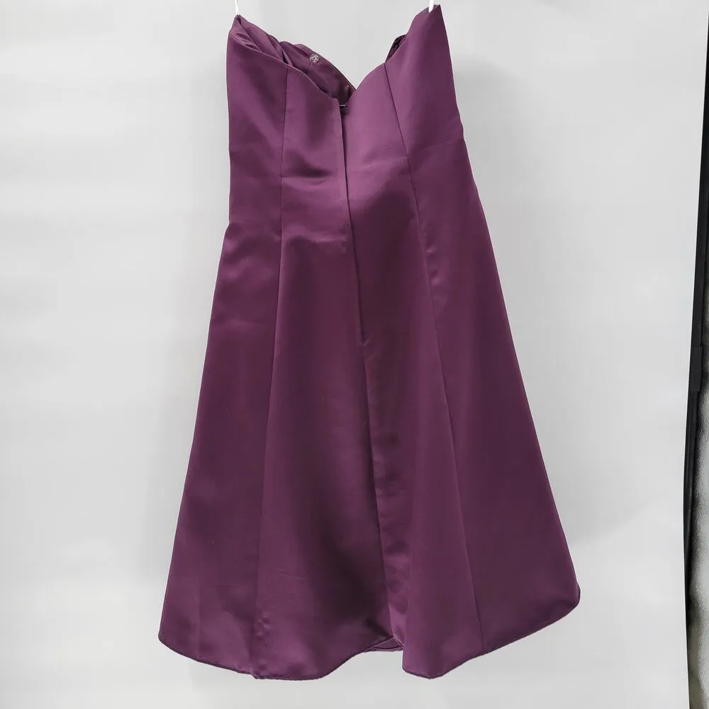 DaVinci Prom Dress Womens 14 Purple Satin Strapless Jeweled Band Formal Cocktail - Image 13