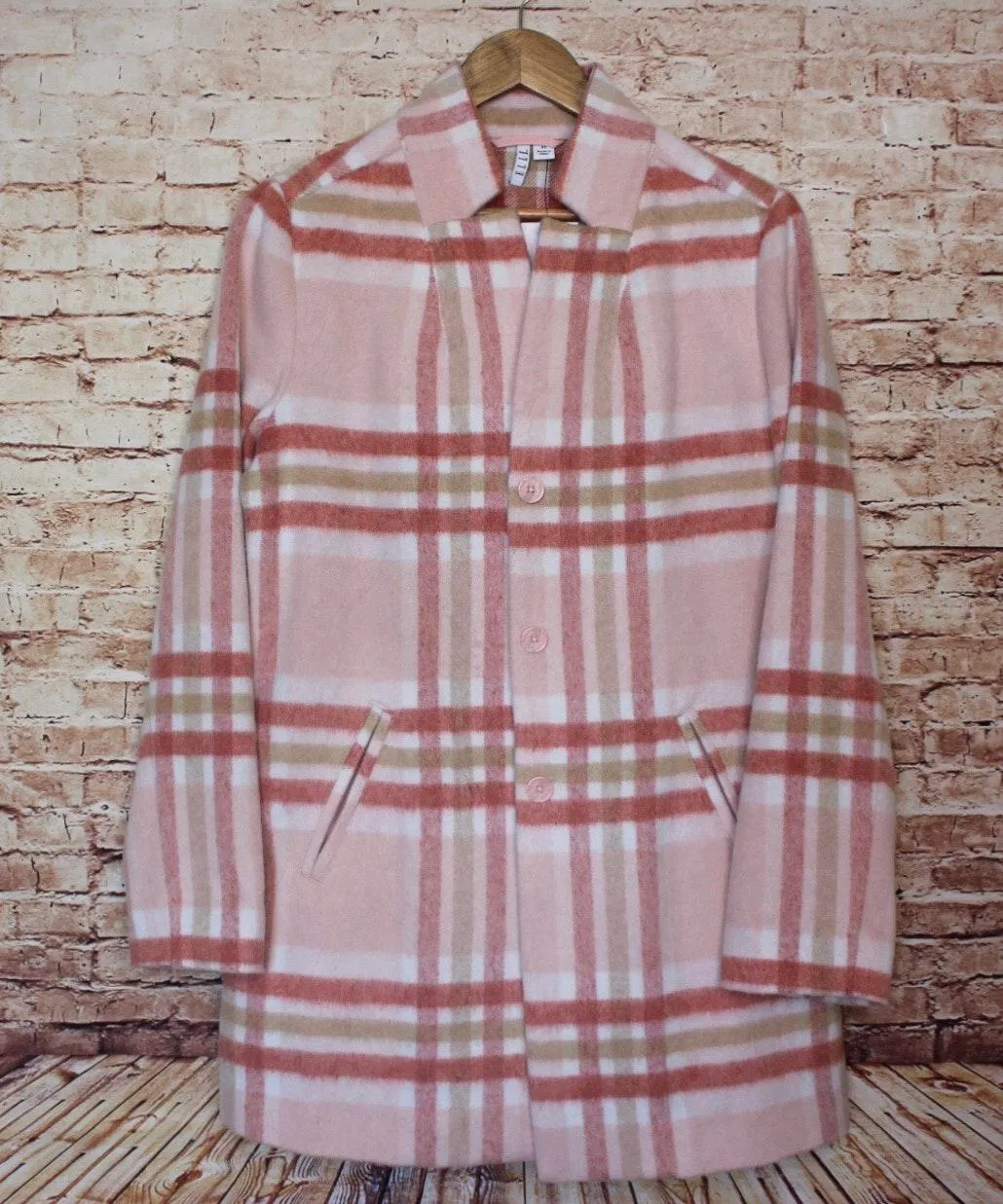 ELLE | Top Notch Pink Plaid Car Coat - Image 2