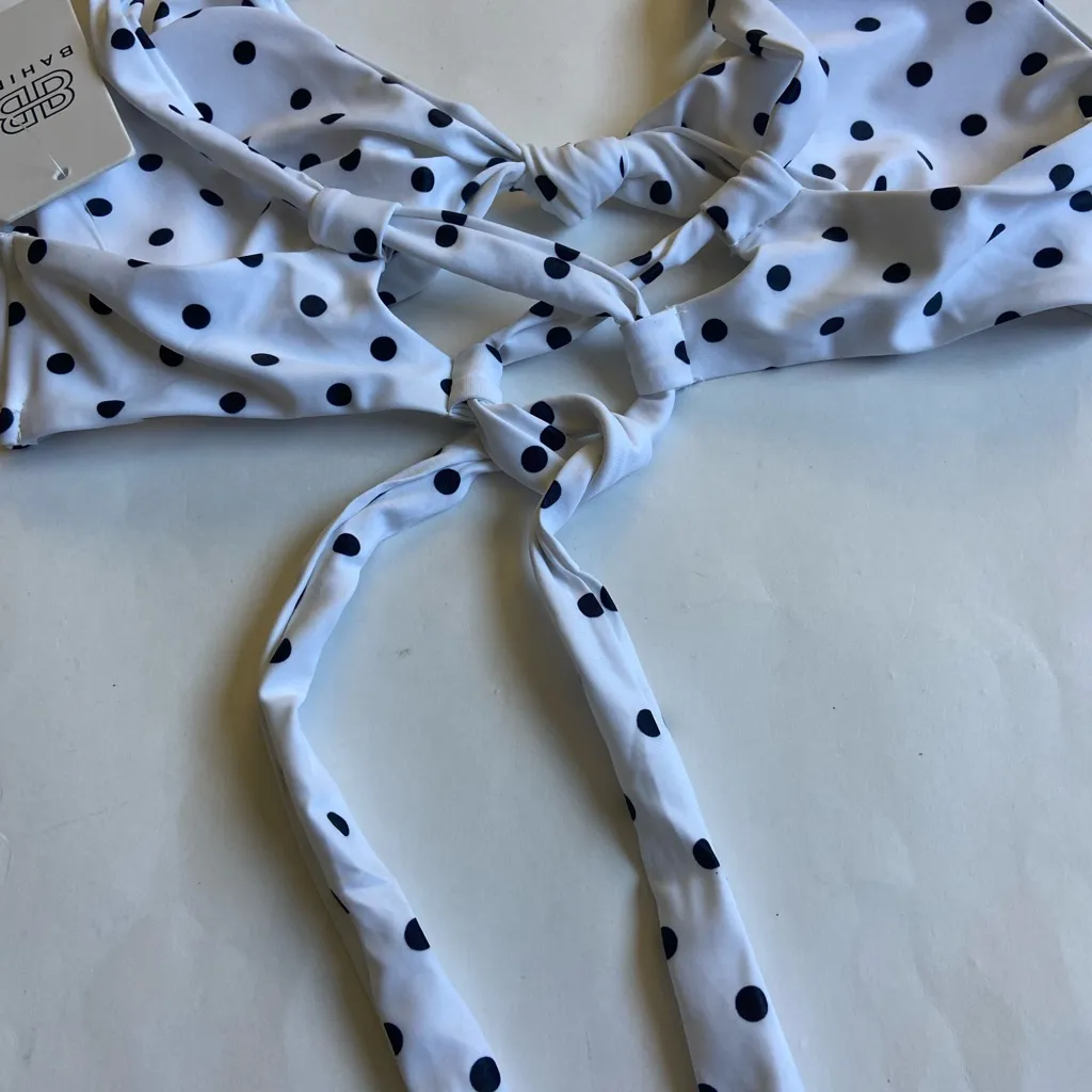 New Bahimi bikini top, black and white polkadot size s - Image 4